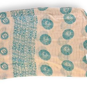 OM Ivory and Aqua Blue Scarf